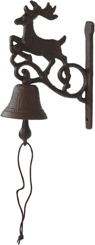 Ebros Gift Cast Iron Rustic Vintage Western Forest Stag Deer Bell Door Wall Dinner Yard Farm Bell Outdoor Farmhouse Cottage Mountain Cabin Lodge Accent Bells in Saudi Arabia