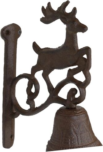 Ebros Gift Cast Iron Rustic Vintage Western Forest Stag Deer Bell Door Wall Dinner Yard Farm Bell Outdoor Farmhouse Cottage Mountain Cabin Lodge Accent Bells in Saudi Arabia