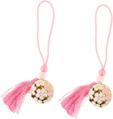 2pcs Japanese Style Omamori Bell Pendant Copper Cherry Blossom Good Luck Amulet for Handbag Feng Shui Protection Charm for Home Decor and Keychains in Saudi Arabia