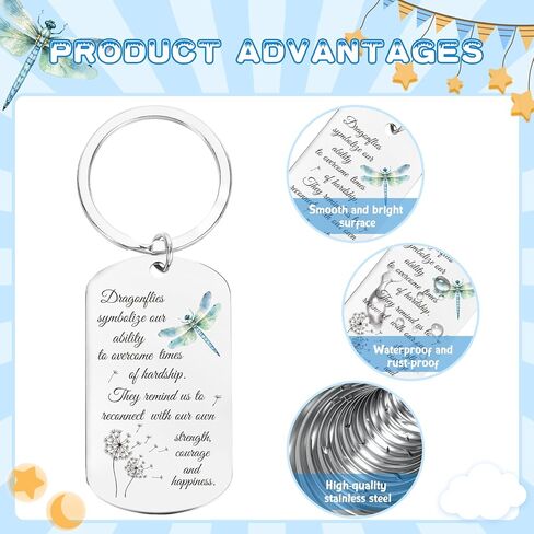 Inspirational Dragonfly Keychain - Encouragement Gift for Women, Girls, Dragon Fly Lovers - Jewelry and Decor for Birthday in Saudi Arabia