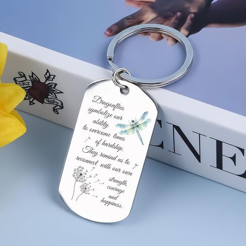 Inspirational Dragonfly Keychain - Encouragement Gift for Women, Girls, Dragon Fly Lovers - Jewelry and Decor for Birthday in Saudi Arabia