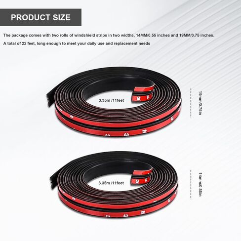 2 Pieces Windshield Rubber Seal Windshield Trim Stripping, Car Weather Stripping, Waterproof Rubber Edge Trim, 22 Ft T Shape Sealing Strip Universal for Car Front Rear Windshield in Saudi Arabia