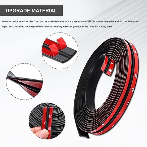 2 Pieces Windshield Rubber Seal Windshield Trim Stripping, Car Weather Stripping, Waterproof Rubber Edge Trim, 22 Ft T Shape Sealing Strip Universal for Car Front Rear Windshield in Saudi Arabia