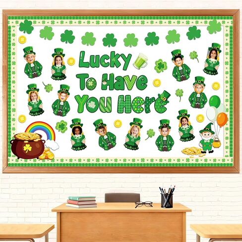 89 قطعة من ديكورات لوحة إعلانات عيد القديس باتريك، من حسن حظك أن تجد هنا قطع عملة ذهبية من نبات النفل على شكل زهرة البرسيم لديكورات يوم القديس باتريك، حرفة الجني DIY لتزيين جدران المنزل والمكتب في الفصل الدراسي in Kuwait