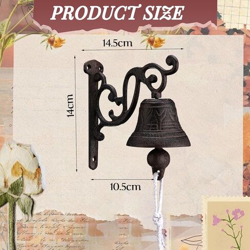 Vintage Outdoor Dinner Hanging Bell -Wall Mounted Cast Iron Doorbell with Clear Sound for Patio, Garden, Kitchen, Hallway & Indoor Decor in Saudi Arabia