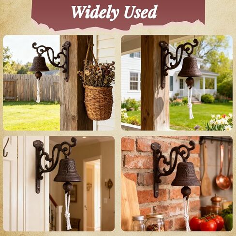 Vintage Outdoor Dinner Hanging Bell -Wall Mounted Cast Iron Doorbell with Clear Sound for Patio, Garden, Kitchen, Hallway & Indoor Decor in Saudi Arabia