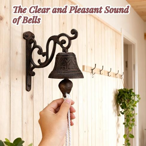 Vintage Outdoor Dinner Hanging Bell -Wall Mounted Cast Iron Doorbell with Clear Sound for Patio, Garden, Kitchen, Hallway & Indoor Decor in Saudi Arabia
