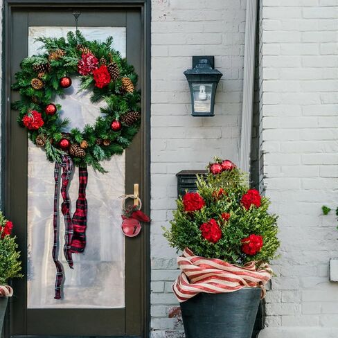 Ciieeo Christmas Jingle Bells Door Hanger Large Door Hanging Bells with Pine Pick Cone Berry Iron Star Bell for Christmas Tree Wall Doorway Hanging Decoration in Saudi Arabia