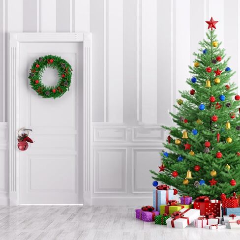 Ciieeo Christmas Jingle Bells Door Hanger Large Door Hanging Bells with Pine Pick Cone Berry Iron Star Bell for Christmas Tree Wall Doorway Hanging Decoration in Saudi Arabia