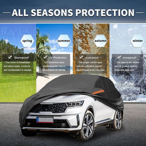 X AUTOHAUX Car Cover Outdoor Waterproof Sun Rain Snow Hail Protection with Left Side Door Zipper 210D-PU for Kia Sorento in Saudi Arabia