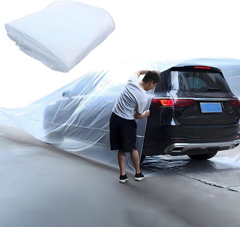 غطاء سيارة بلاستيكي عالمي، غطاء سيارة مغلق بالكامل، غطاء سيارة بلاستيكي عالمي مقاس 13 × 23 قدم، مادة البولي إيثيلين القابلة لإعادة الاستخدام in Kuwait