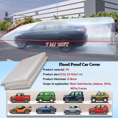 غطاء سيارة بلاستيكي عالمي، غطاء سيارة مغلق بالكامل، غطاء سيارة بلاستيكي عالمي مقاس 13 × 23 قدم، مادة البولي إيثيلين القابلة لإعادة الاستخدام in Kuwait