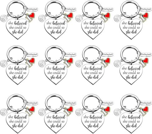 12pcs Volleyball Keychain,Volleyball Gifts for Teen Girls,She Believed She Could So She Did Keychain,Volleyball Gift for Volleyball Player Coach,Volleyball Keychain Accessories for Backpack in Saudi Arabia
