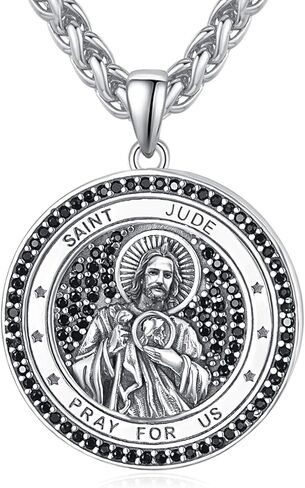 San Judas Necklace for Men Women 925 Sterling Silver St Saint Jude Necklace Religious Gifts in Saudi Arabia
