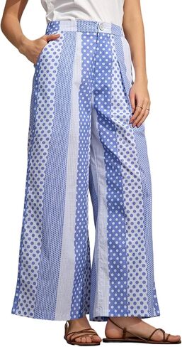 Women's High Waisted Wide Leg Work Pants Casual Button Down Business Trousers in Saudi Arabia