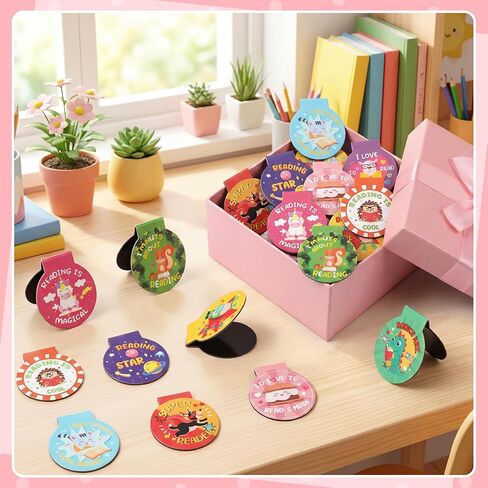 100 Pcs Magnetic Bookmarks for Kids Motivational Love to Read Magnet Bookmark in 10 Designs 1.38 Inches Back to School Gifts for Teachers Students and Books Lover Gifts(Reading Rewards) in Saudi Arabia