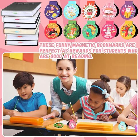 100 Pcs Magnetic Bookmarks for Kids Motivational Love to Read Magnet Bookmark in 10 Designs 1.38 Inches Back to School Gifts for Teachers Students and Books Lover Gifts(Reading Rewards) in Saudi Arabia