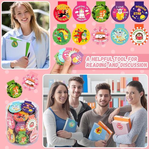 100 Pcs Magnetic Bookmarks for Kids Motivational Love to Read Magnet Bookmark in 10 Designs 1.38 Inches Back to School Gifts for Teachers Students and Books Lover Gifts(Reading Rewards) in Saudi Arabia