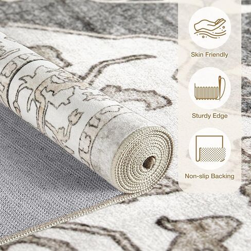 5x7 Area Rugs Large Washable Rugs for Living Room Soft Non-Slip Backing Stain Resistant Carpet for Bedroom Dining Room Vintage Rugs for Home Decor 5x7 Light Brown in Saudi Arabia