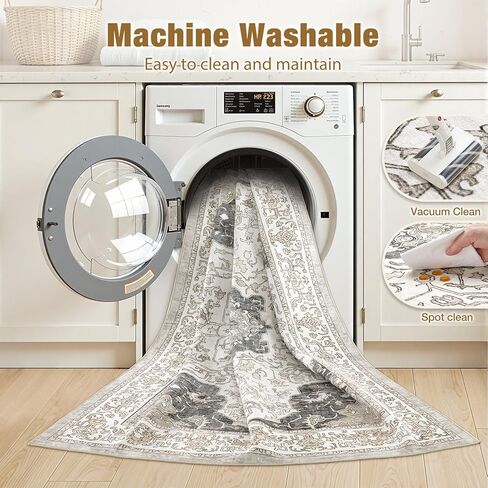 5x7 Area Rugs Large Washable Rugs for Living Room Soft Non-Slip Backing Stain Resistant Carpet for Bedroom Dining Room Vintage Rugs for Home Decor 5x7 Light Brown in Saudi Arabia