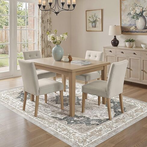 5x7 Area Rugs Large Washable Rugs for Living Room Soft Non-Slip Backing Stain Resistant Carpet for Bedroom Dining Room Vintage Rugs for Home Decor 5x7 Light Brown in Saudi Arabia