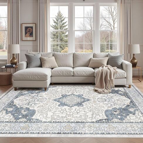 5x7 Area Rugs Large Washable Rugs for Living Room Soft Non-Slip Backing Stain Resistant Carpet for Bedroom Dining Room Vintage Rugs for Home Decor 5x7 Light Brown in Saudi Arabia