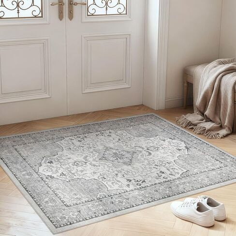 5x7 Area Rugs Large Washable Rugs for Living Room Soft Non-Slip Backing Stain Resistant Carpet for Bedroom Dining Room Vintage Rugs for Home Decor 5x7 Light Brown in Saudi Arabia