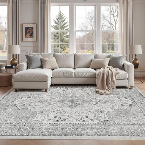 5x7 Area Rugs Large Washable Rugs for Living Room Soft Non-Slip Backing Stain Resistant Carpet for Bedroom Dining Room Vintage Rugs for Home Decor 5x7 Light Brown in Saudi Arabia