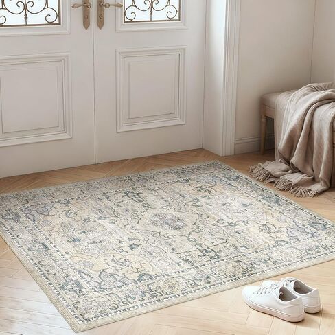 5x7 Area Rugs Large Washable Rugs for Living Room Soft Non-Slip Backing Stain Resistant Carpet for Bedroom Dining Room Vintage Rugs for Home Decor 5x7 Light Brown in Saudi Arabia