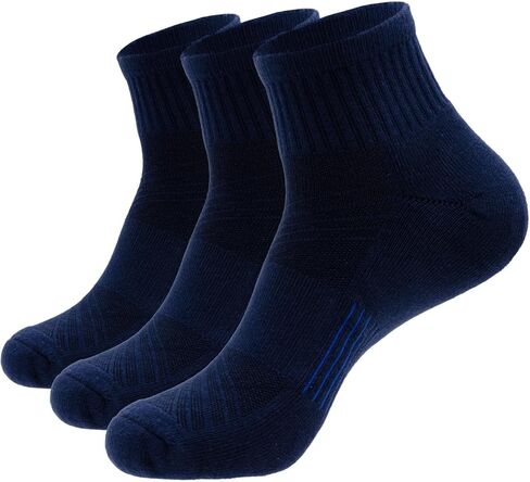 Mens Cotton Cushioned Quarter Socks, 3/5 Pairs Breathable Moisture-Wicking Non-Slip Athletic & Casual Ankle Socks in Saudi Arabia
