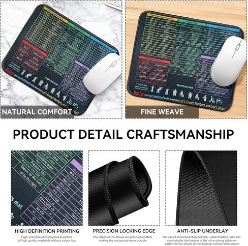 Excel Shortcut Key Desk pad, Office Software Shortcut Mouse Pad, Small Mouse Pad for Excel/Word/PowerPoint/Windows Shortcuts – Excel Cheat Sheet Desk Pad, Non-Slip Desktop Mousepad in Saudi Arabia
