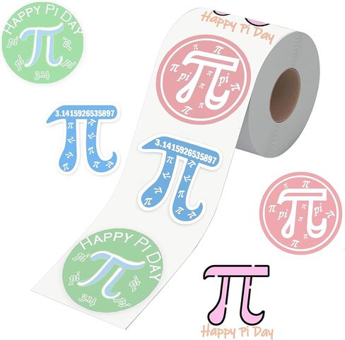 500 Pcs Pi Day Stickers 2 Inch March 14th π Day Sticker Math Theme π Self-Adhesive Sticker for Water Bottle Pi Day Party Classroom in Saudi Arabia