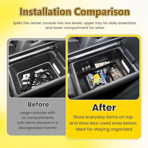 Center Console Organizer Insert Tray Compatible with 2024 2025 2026 Hyundai Santa Fe SE/SEL/XRT/Limited/Calligraphy Accessories, Armrest Storage Box Secondary Compartment with lighting cutout in Saudi Arabia