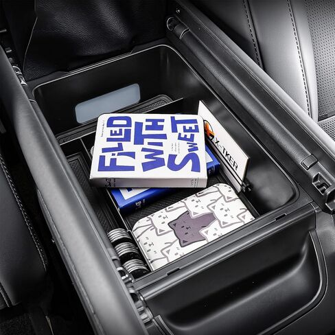Center Console Organizer Insert Tray Compatible with 2024 2025 2026 Hyundai Santa Fe SE/SEL/XRT/Limited/Calligraphy Accessories, Armrest Storage Box Secondary Compartment with lighting cutout in Saudi Arabia