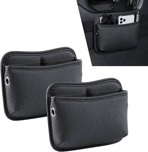 2 PCS Car Seat Side Storage Pockets, Multifunctional Console Side Organizer Bags, PU Leather Car Seat Side Pocket Pouchs, Universal for Most Cars in Saudi Arabia