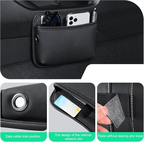 2 PCS Car Seat Side Storage Pockets, Multifunctional Console Side Organizer Bags, PU Leather Car Seat Side Pocket Pouchs, Universal for Most Cars in Saudi Arabia