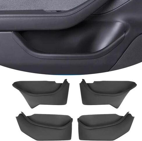 2025 2026 Tesla Model Y Juniper Door Pocket Liner Storage Box Organizer Front & Rear Side Door Inserts for Juniper Full-Cover TPE Waterproof Refresh Model Y Accessories 4PCS in Saudi Arabia