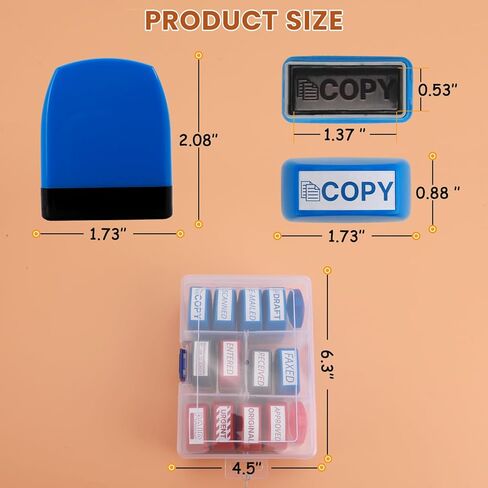مجموعة طوابع ذاتية التحبير مكونة من 12 عبوة - حبر أحمر وأزرق للمكتب ومستندات الأعمال | طوابع مطاطية مسبقة الحبر (نسخة، مدفوعة، مسودة) | طوابع الأعمال الاحترافية للأعمال الورقية ورسائل البريد الإلكتروني والسجلات ورسائل البريد الإلكتروني in Kuwait