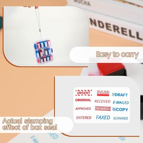 مجموعة طوابع ذاتية التحبير مكونة من 12 عبوة - حبر أحمر وأزرق للمكتب ومستندات الأعمال | طوابع مطاطية مسبقة الحبر (نسخة، مدفوعة، مسودة) | طوابع الأعمال الاحترافية للأعمال الورقية ورسائل البريد الإلكتروني والسجلات ورسائل البريد الإلكتروني in Kuwait