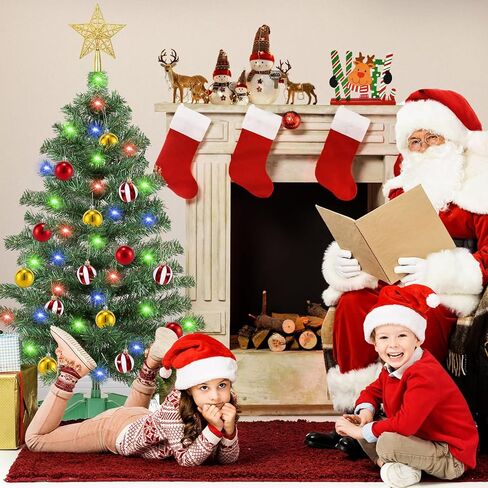 [ Remote Control & 8 Modes ] 3 Ft Christmas Tree with Timer 50 Warm White & Multi Color Lights, 15 DIY Ornaments 3D Star Topper - Artificial Small Christmas Tree for Home Indoor Tables - White in Kuwait