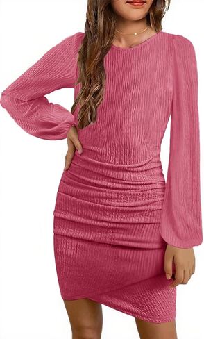 MITILLY Fall Girls Long Sleeve Dress Formal Elegant Bodycon Ruched Party Mini Short Dress with Slit for Kids 10 Years Black in Saudi Arabia
