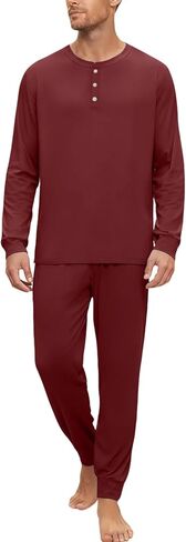 Mens Pajamas Sets Long Sleeve Shirts And Casual Pants Lightweight Soft Comfort Sleepwear Pjs Plus Size Loungewear in Saudi Arabia