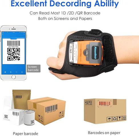 ES02 2D ماسح الباركود القابل للارتداء، قفاز بدون استخدام اليدين قارئ رمز الاستجابة السريعة مع بلوتوث، ماسح ضوئي لاسلكي لالتقاط المخزون للمستودعات والخدمات اللوجستية وتجارة التجزئة ونظام الإدارة in Kuwait