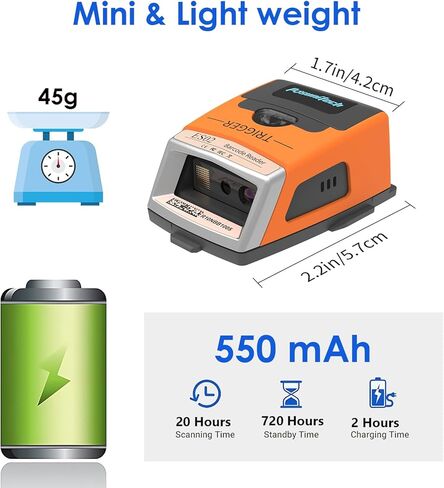 ES02 2D ماسح الباركود القابل للارتداء، قفاز بدون استخدام اليدين قارئ رمز الاستجابة السريعة مع بلوتوث، ماسح ضوئي لاسلكي لالتقاط المخزون للمستودعات والخدمات اللوجستية وتجارة التجزئة ونظام الإدارة in Kuwait