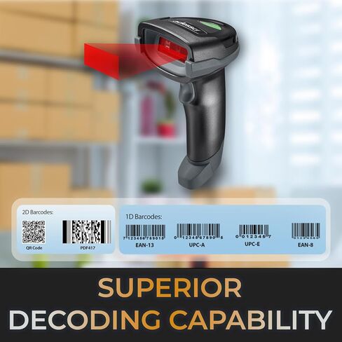 Adesso NuScan 3000 Wireless 2D Barcode Scanner with 3-Mode (Bluetooth/2.4GHz/USB) - Handheld CMOS Scanner with Charging Cradle, 12-inch Scan Depth, Made in Taiwan in Saudi Arabia