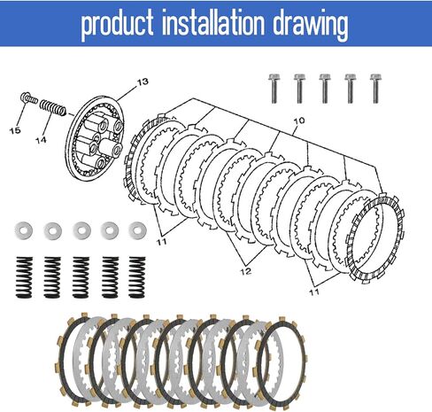 Clutch Kit & Friction Steel Plates & Heavy Duty Springs Gasket Compatible with Yamaha Big Bear 400 YFM400 Big Bear 350 YFM350FW/YFM350U Wolverine 350 YFM350FX Kodiak 400 YFM400FW in Saudi Arabia