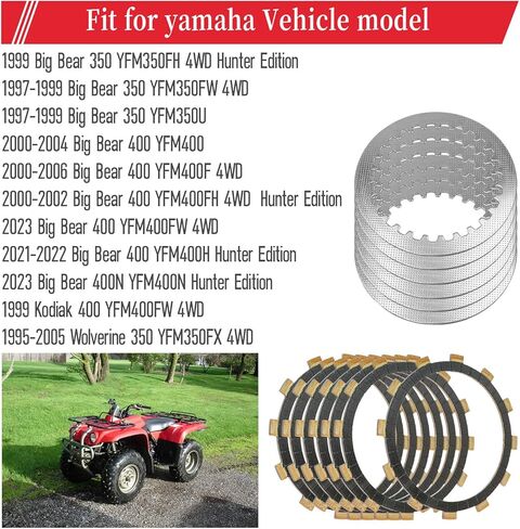 Clutch Kit & Friction Steel Plates & Heavy Duty Springs Gasket Compatible with Yamaha Big Bear 400 YFM400 Big Bear 350 YFM350FW/YFM350U Wolverine 350 YFM350FX Kodiak 400 YFM400FW in Saudi Arabia