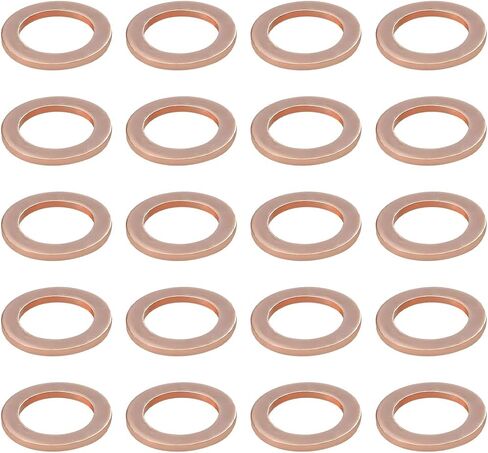 20PCS Car M12 Oil Drain Plug Gaskets, Red Copper Vehicle Crush Washer Coolant Seal Ring, Automotive Oil Drain Plug Gasket Replacement, Universal for Most Vehicles (M12x20x1.5) in Saudi Arabia