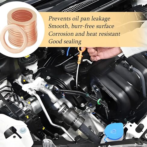 20PCS Car M12 Oil Drain Plug Gaskets, Red Copper Vehicle Crush Washer Coolant Seal Ring, Automotive Oil Drain Plug Gasket Replacement, Universal for Most Vehicles (M12x20x1.5) in Saudi Arabia