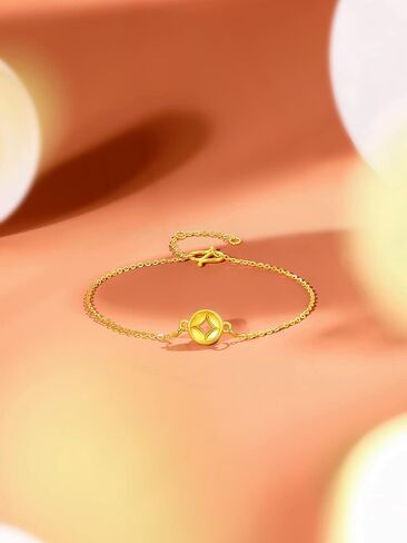 24K Solid Gold Bracelet for Women, Real Pure Gold Jewelry Dainty Fortune Coin Jewelry Gold Bracelet for Men Girlfriend in Saudi Arabia